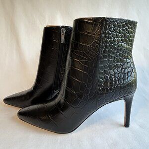 Vince Camuto Boots Womens Size 8.5 Croco Shine Leather VC-ALLOST Stiletto Heel